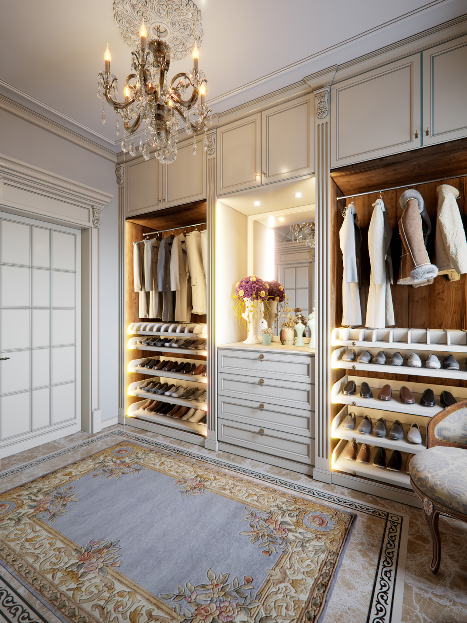 shoe storage cabinet, wardrobe lights, wardrobe drawers, walk in wardrobe